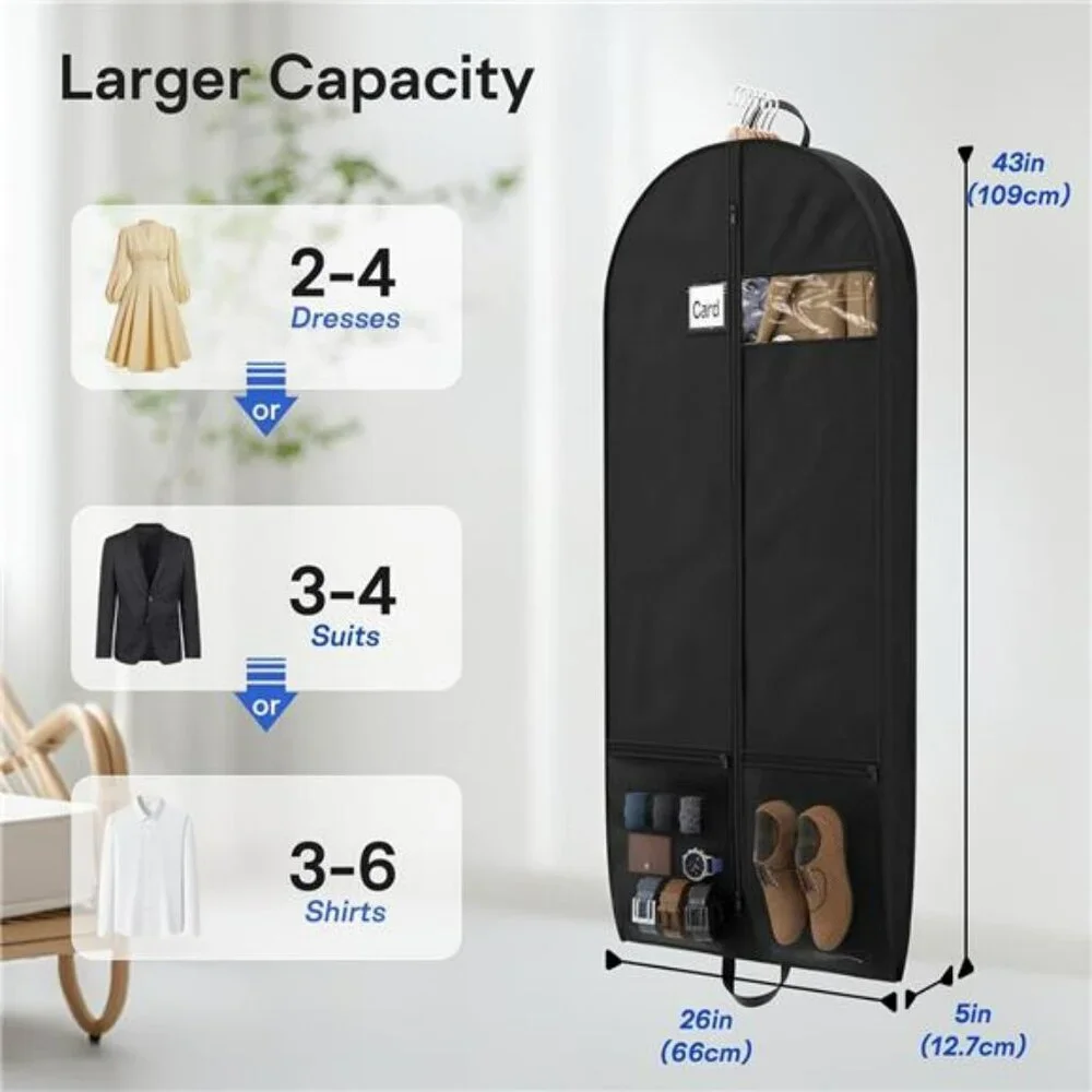 Heavy Duty Garment Bags for Travel 2 Pack Suit Dress Coat Hanging Clothes Cover